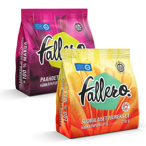 Fallero härkäpapufalafel – uudet pakkaukset, suomalaiset juurekset ja punajuuri